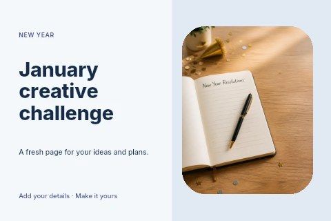 January creative challenge postcard template