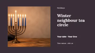 Winter neighbour tea circle presentation cover template · Horizontal photo dialogue