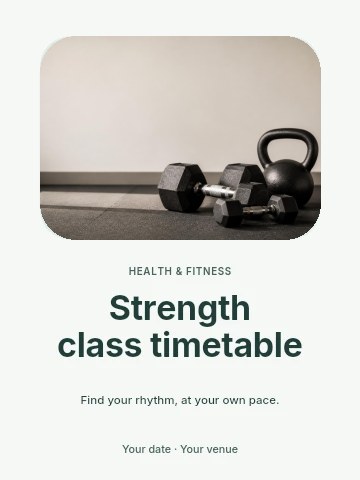 Strength class timetable invitation template