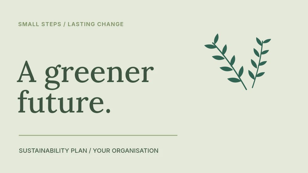 Olive foliage · spray arrangement with 4 leaf pairs in A greener future · Sustainability presentation cover
