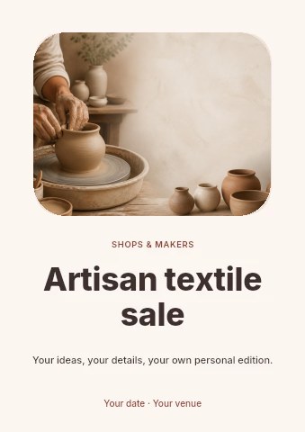 Artisan shaping pottery on wheel in Artisan textile sale flyer template