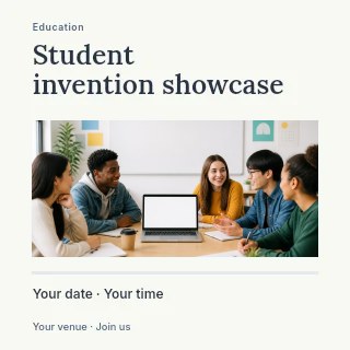Student invention showcase social media post template · Title & photograph