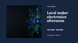 Local maker electronics afternoon youtube thumbnail template · Horizontal photo dialogue