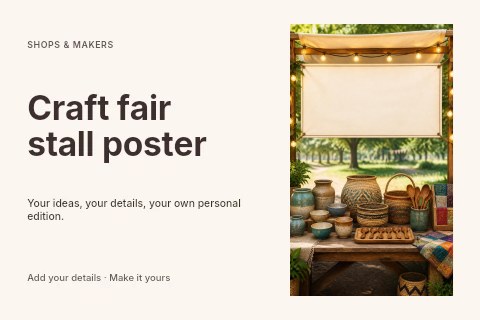 Craft fair stall poster postcard template