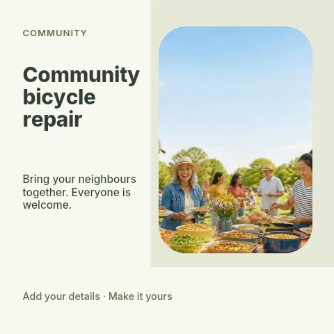 Community bicycle repair social media post template