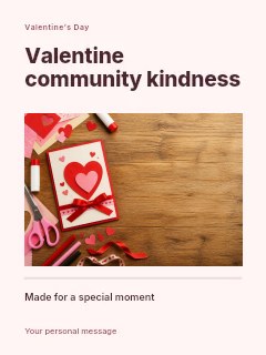 Valentine community kindness greeting card template · Title & photograph