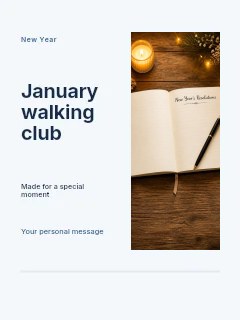 January walking club poster template · Split portrait