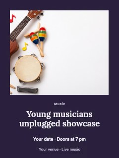 Young musicians unplugged showcase poster template · Quiet photo gallery