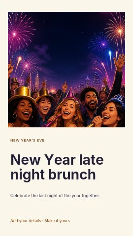 New Year late night brunch instagram story template