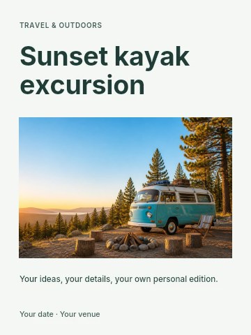 Sunset kayak excursion poster template