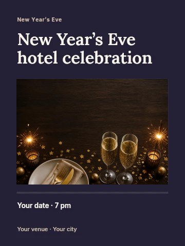 Elegant New Year’s Eve Celebration Table Setting in New Year’s Eve hotel celebration invitation template