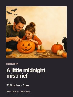 Black cat Halloween photo layout poster template · Gallery editorial