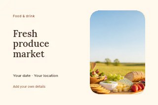Fresh produce market postcard template · Horizontal photo dialogue