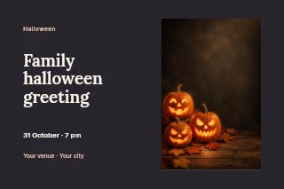 Family Halloween greeting postcard template · Horizontal photo dialogue