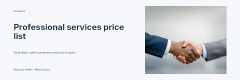 Professional services price list banner template