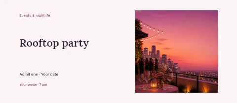 Rooftop party event ticket template