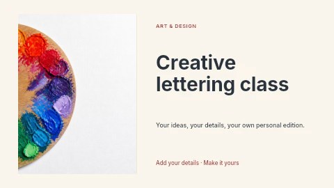 Creative lettering class presentation cover template