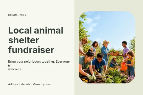 Local animal shelter fundraiser postcard template