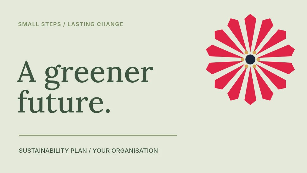 Ray flower · 14 petals and stamen centre in A greener future · Sustainability presentation cover