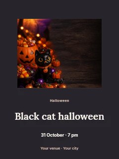 Halloween candy with black cat figurine in Black cat Halloween · Picture window