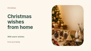 Christmas wishes from home presentation cover template · Horizontal photo dialogue