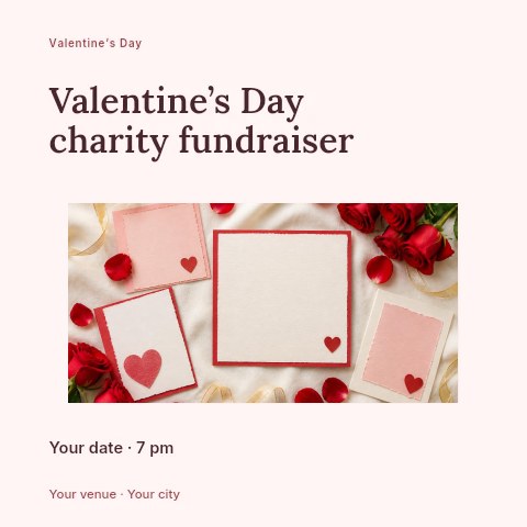 Valentine’s Day charity fundraiser social media post template