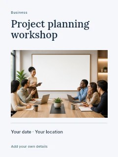 Project planning workshop invitation template · Title & photograph
