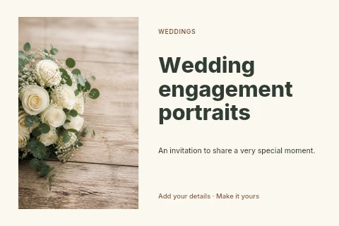 Wedding engagement portraits postcard template