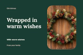 Red ribbon Christmas wishes photo layout postcard template · Horizontal photo dialogue