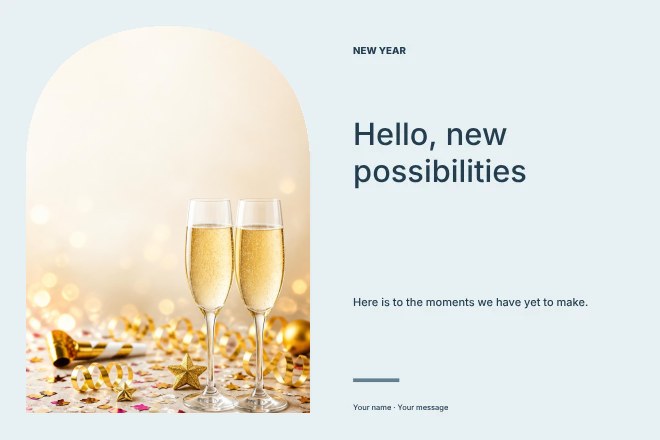 New Year photo wishes postcard template