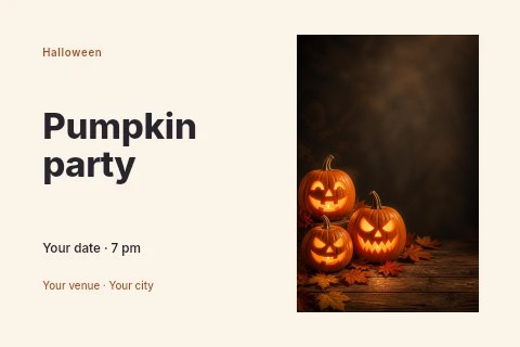 Pumpkin party postcard template