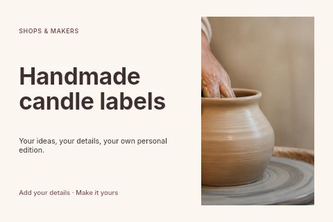 Hands Shaping Clay Pot on Potter’s Wheel in Handmade candle labels postcard template