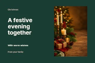 Christmas dinner and dance photo layout postcard template · Horizontal photo dialogue
