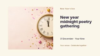 New Year midnight poetry gathering presentation cover template · Horizontal photo dialogue