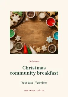 Christmas community breakfast flyer template · Picture window