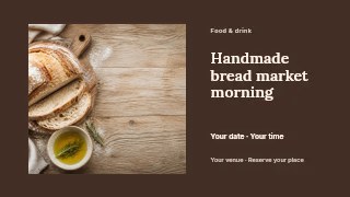 Handmade bread market morning presentation cover template · Horizontal photo dialogue
