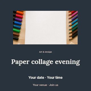Blank Paper Surrounded by Art Supplies in Paper collage evening social media post · Picture window