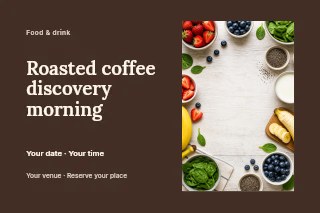 Roasted coffee discovery morning postcard template · Horizontal photo dialogue