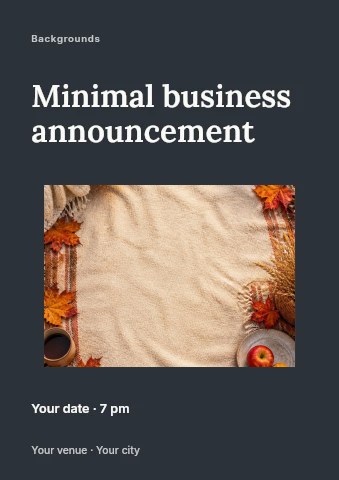 Autumn picnic blanket with fall decor in Minimal business announcement flyer template