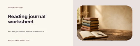 Reading journal worksheet banner template