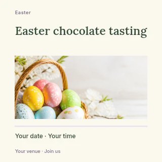 Easter chocolate tasting social media post template · Title & photograph