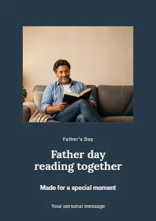 Man Relaxing on Couch Reading Book in Father Day reading together · Picture window