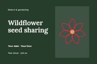 Lily flower · 7 petals and seed centre in Wildflower seed sharing postcard · Horizontal photo dialogue