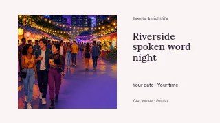 Riverside spoken word night youtube thumbnail template · Horizontal photo dialogue