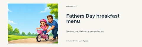 Fathers Day breakfast menu banner template