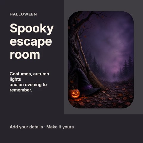 Spooky escape room social media post template
