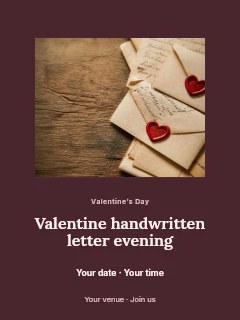 Valentine handwritten letter evening poster template · Picture window