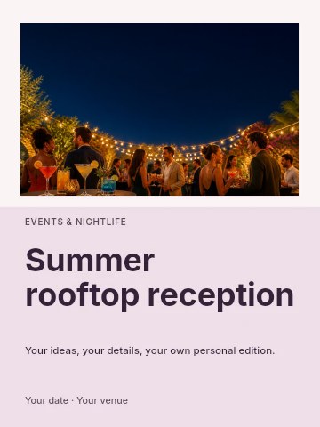 Summer rooftop reception invitation template