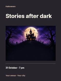 Haunted library reading photo layout poster template · Title & photograph